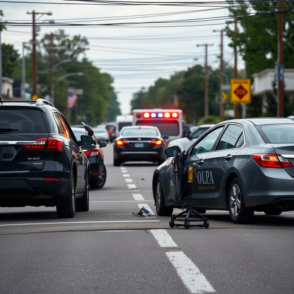 Car accident scene on New Jersey road with emergency responders
